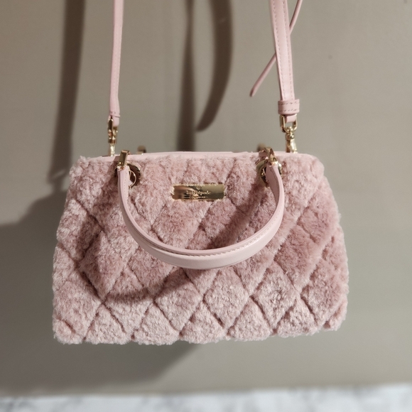 Kate Spade Carey Faux Fur Small Sulliven Satchel Blush Pink Like New Condition - Picture 4 of 7